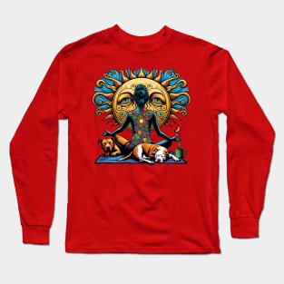 Zen Girl Meditation with her Bull Terriers Long Sleeve T-Shirt